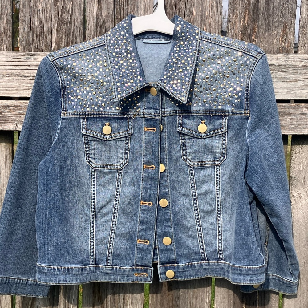 Chico's Blue Studded Jean Jacket